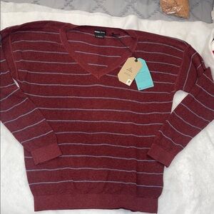 Prana Milani Burgundy maroon and Gray V-Neck Sweater nwt large women’s